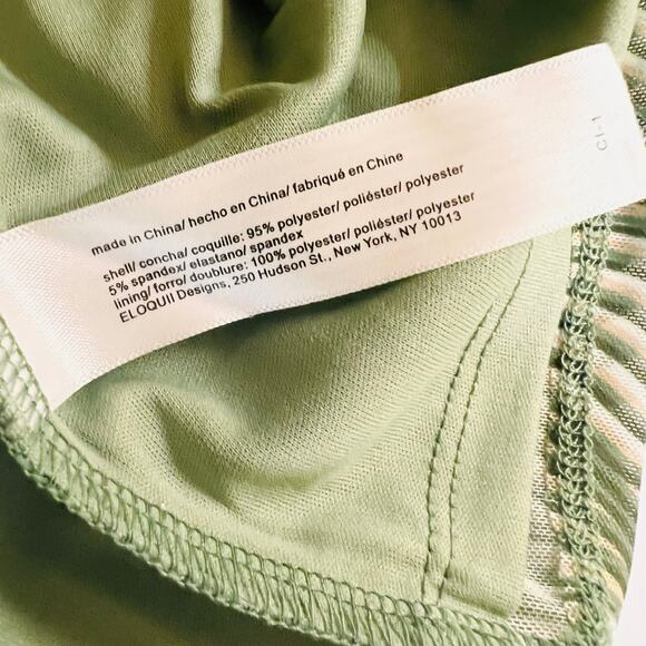 Eloquii Mesh Printed V Neck Twist Open Back Midi Dress Size 18 NWT Green Cream - Picture 6 of 12